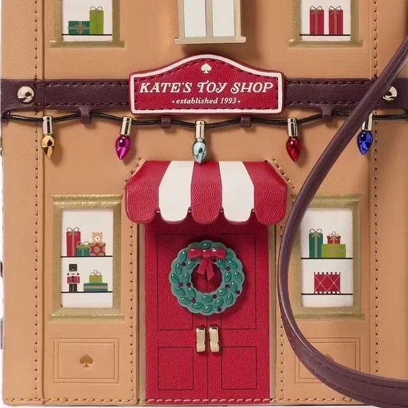 NWT Kate Spade Christmas Bag Toy Shop House Clutch Satchel Crossbody 3D Novelty - Picture 3 of 7
